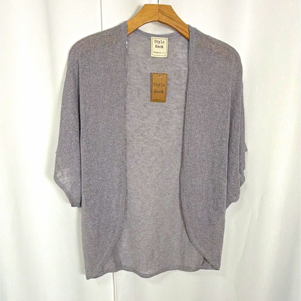NWT Style Rack Women’s Small Gray Open Front Knit Cardigan lightweight SS